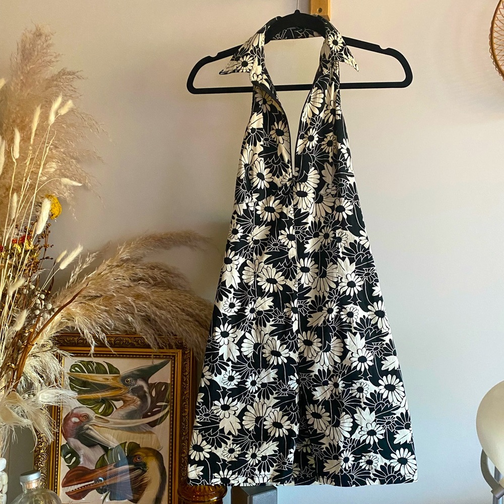 VINTAGE floral halter mini dress